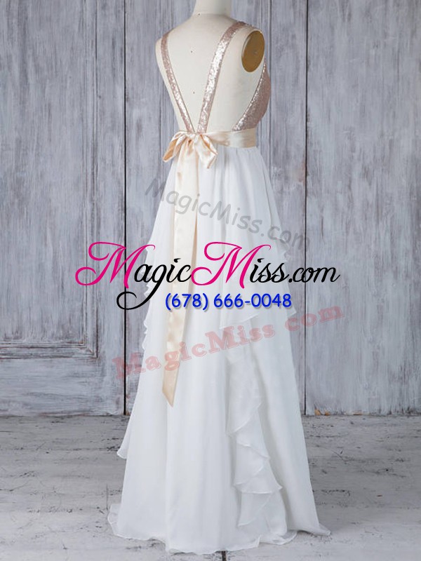 wholesale white sleeveless chiffon backless bridesmaids dress for prom and party and wedding party