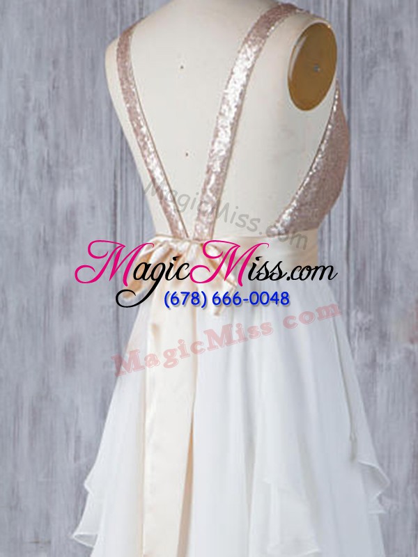 wholesale white sleeveless chiffon backless bridesmaids dress for prom and party and wedding party