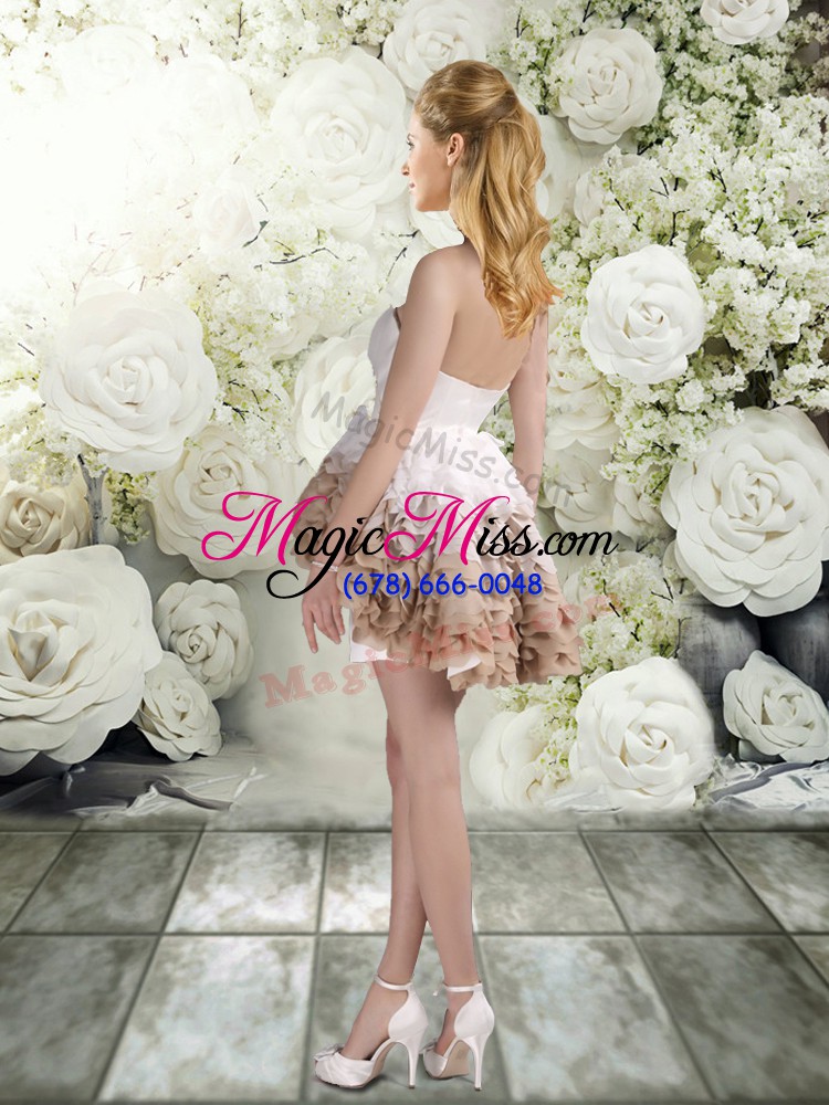 wholesale charming mini length white wedding gowns organza and chiffon sleeveless ruffles