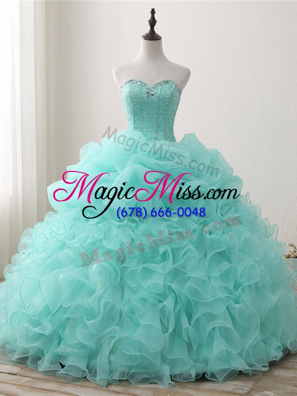 wholesale glamorous ball gowns quinceanera dresses apple green sweetheart organza sleeveless floor length lace up