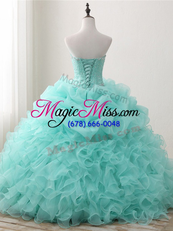 wholesale glamorous ball gowns quinceanera dresses apple green sweetheart organza sleeveless floor length lace up