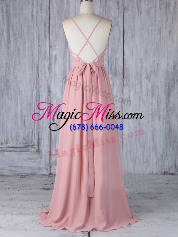 wholesale fancy pink sleeveless appliques floor length wedding party dress