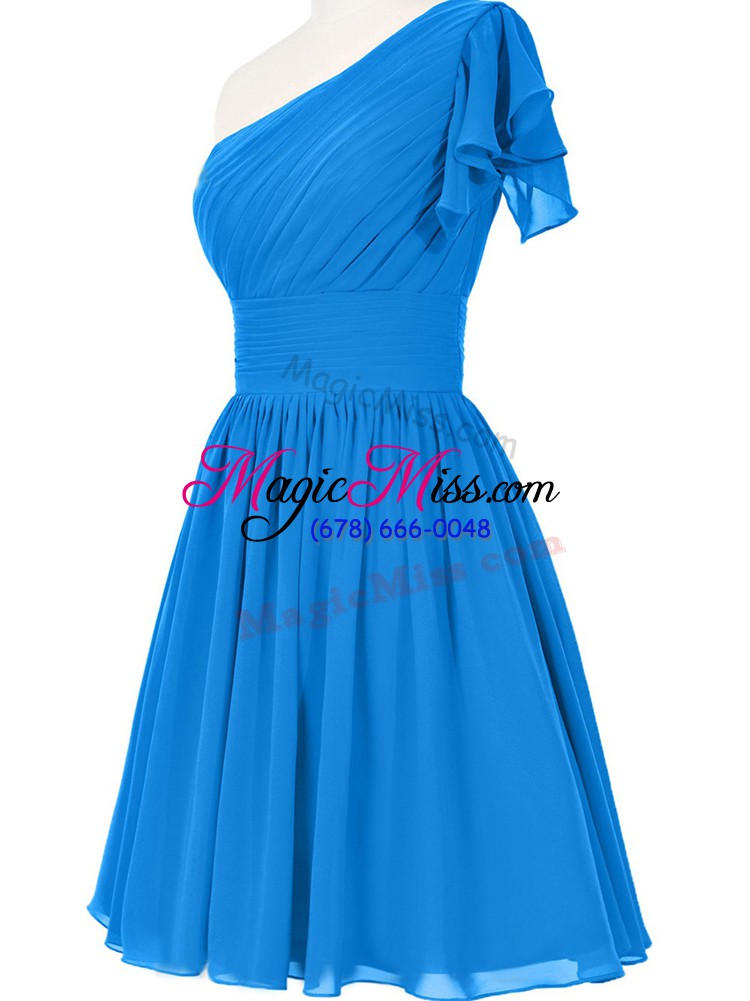 wholesale fantastic chiffon sleeveless mini length dress for prom and ruching