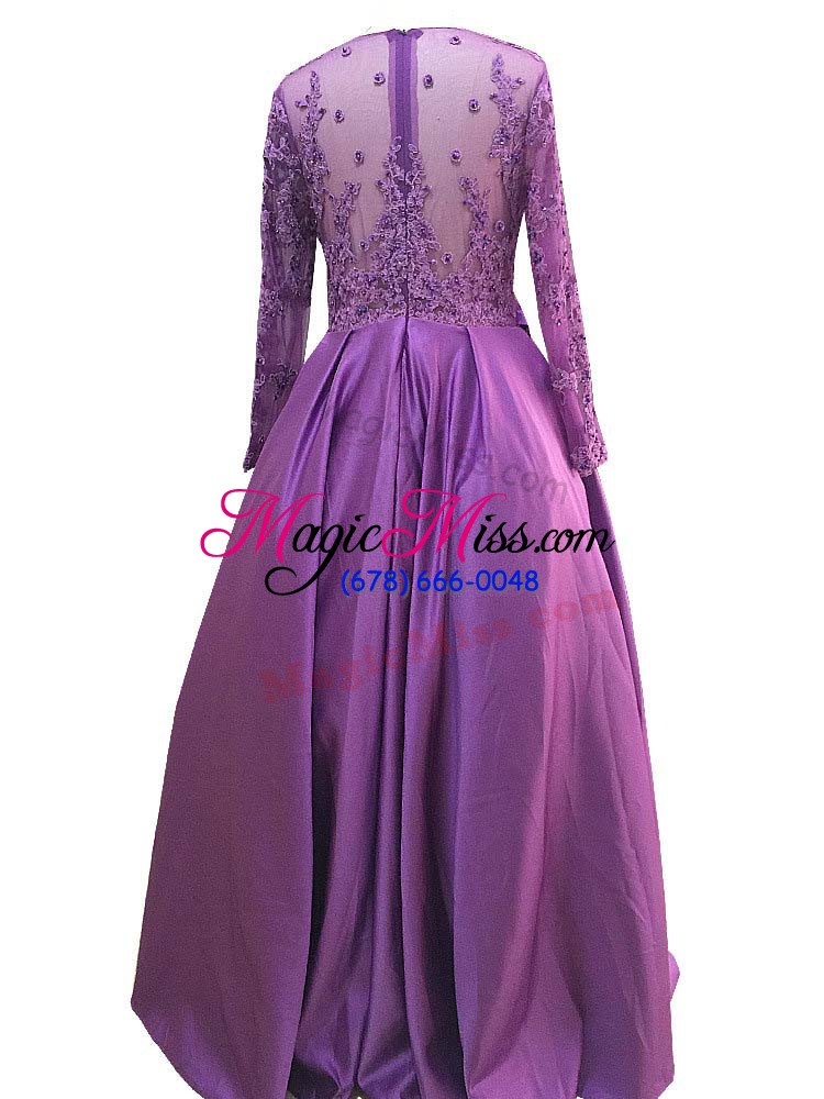 wholesale taffeta long sleeves floor length prom gown and beading and lace and appliques