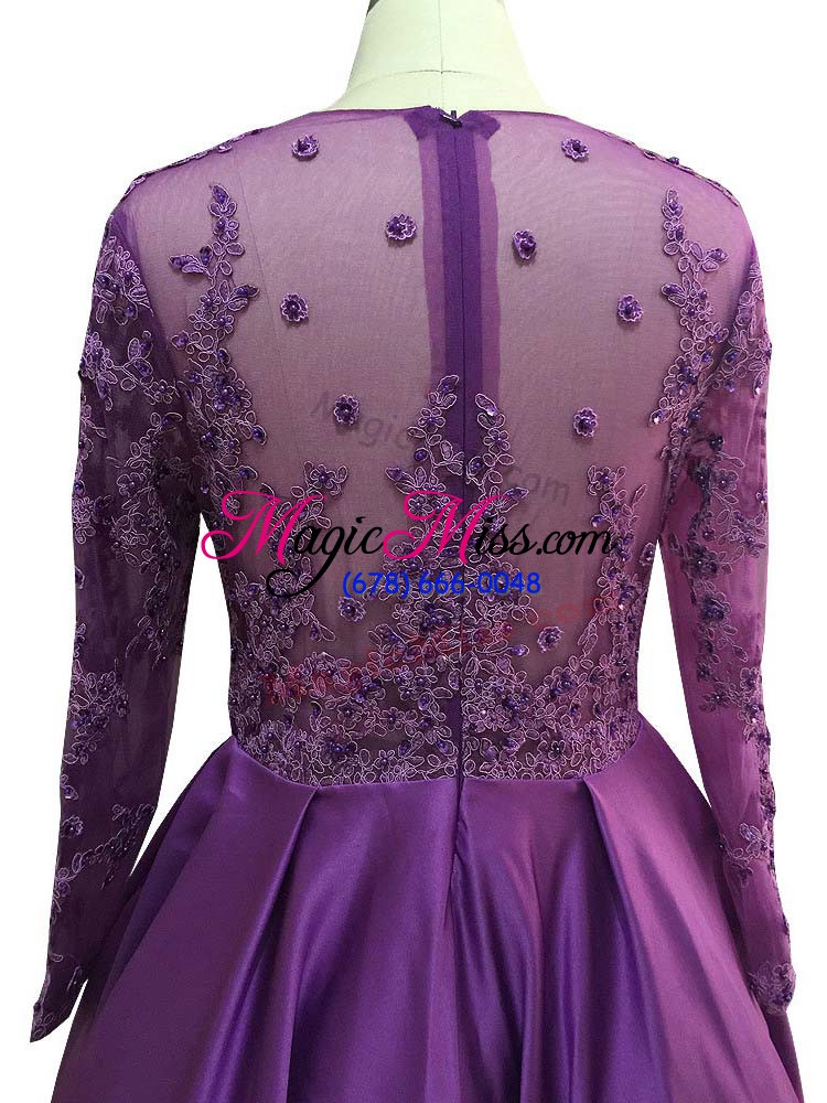 wholesale taffeta long sleeves floor length prom gown and beading and lace and appliques