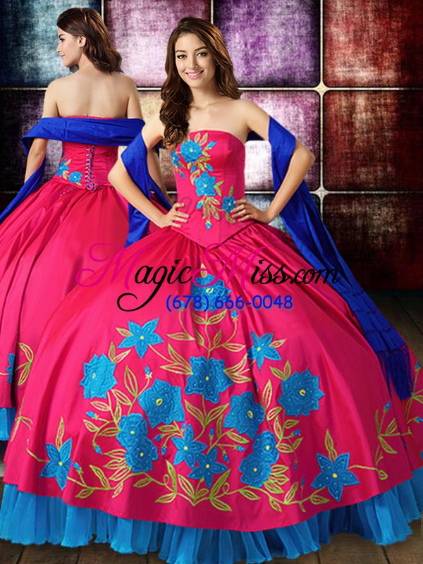 wholesale clearance sleeveless lace up floor length embroidery quinceanera dresses