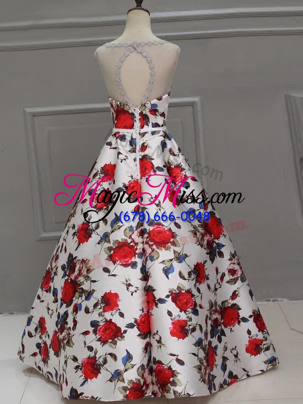 wholesale pattern prom gown multi-color lace up sleeveless floor length