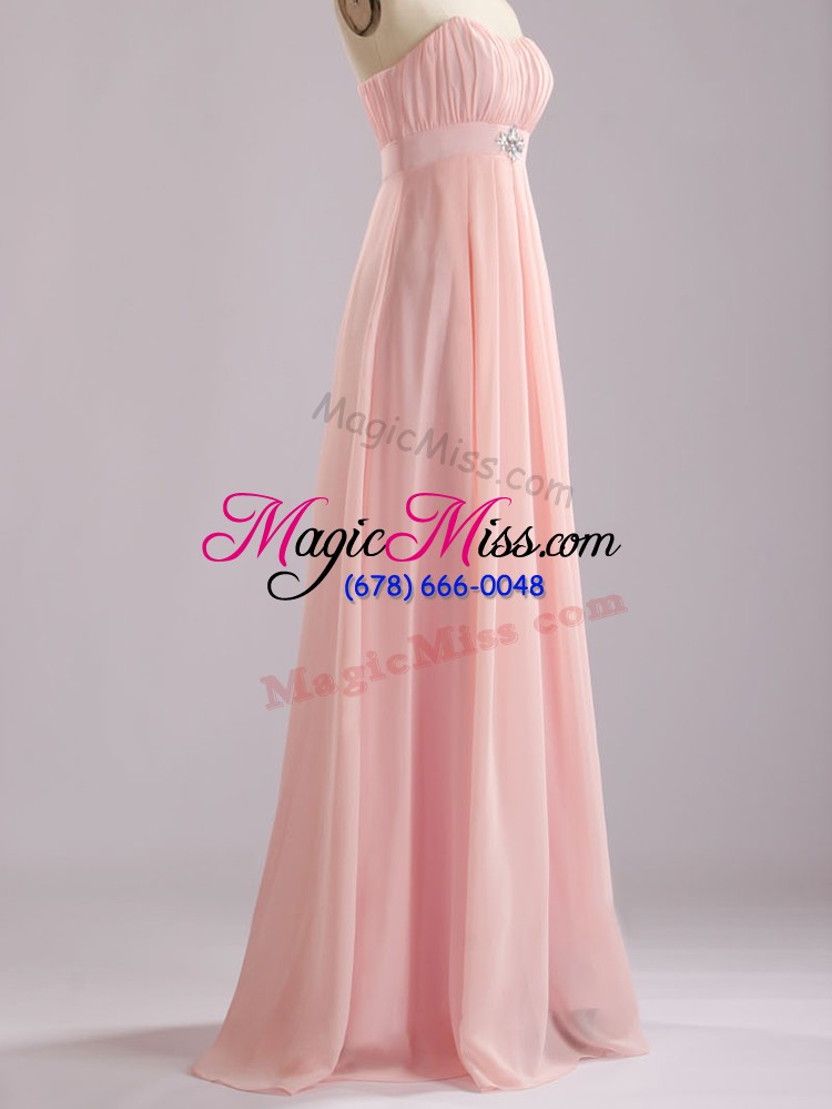 wholesale baby pink sweetheart zipper beading and ruching damas dress sleeveless