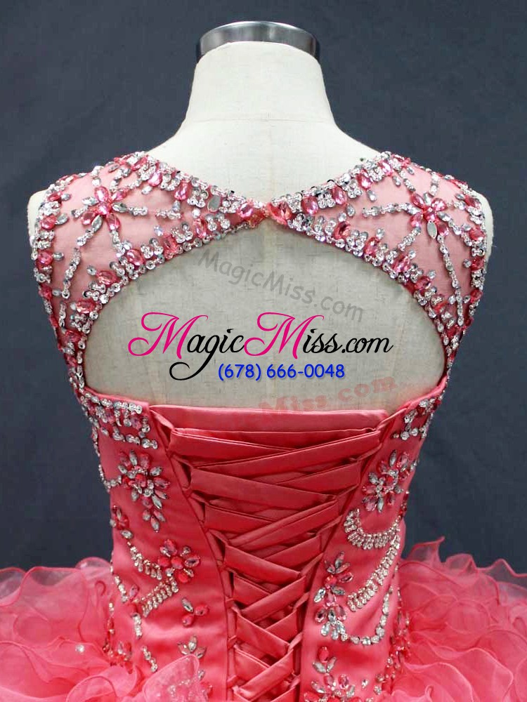 wholesale affordable sleeveless lace up floor length beading and ruffles quince ball gowns