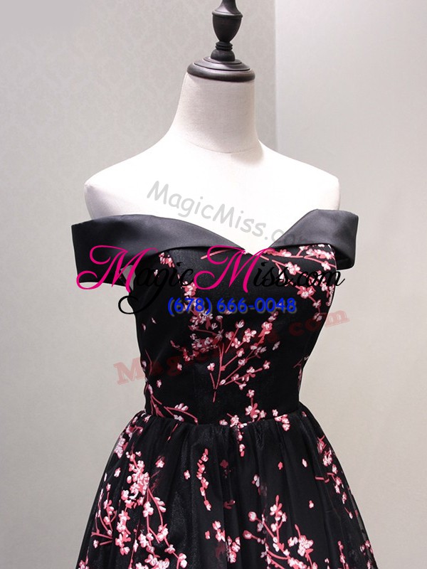 wholesale black cocktail dress prom and party and sweet 16 with lace and appliques off the shoulder sleeveless lace up