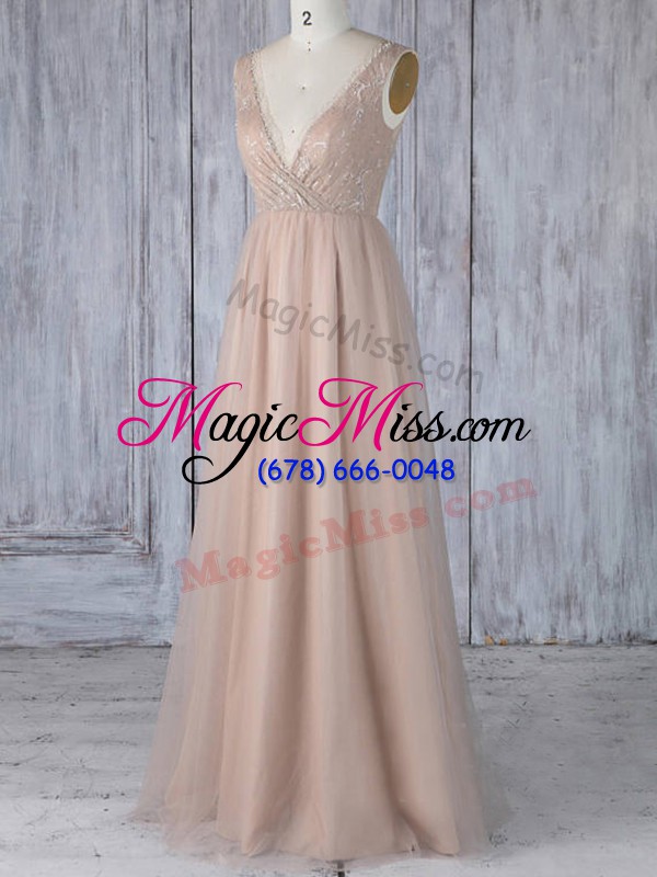 wholesale peach sleeveless lace floor length vestidos de damas