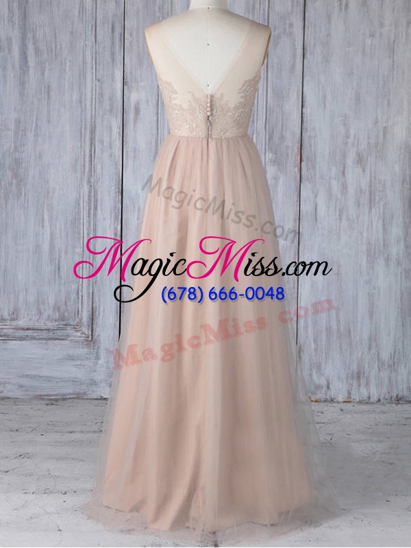 wholesale peach sleeveless lace floor length vestidos de damas