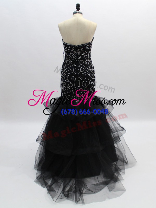 wholesale noble tulle sleeveless floor length prom dress and beading and ruffles