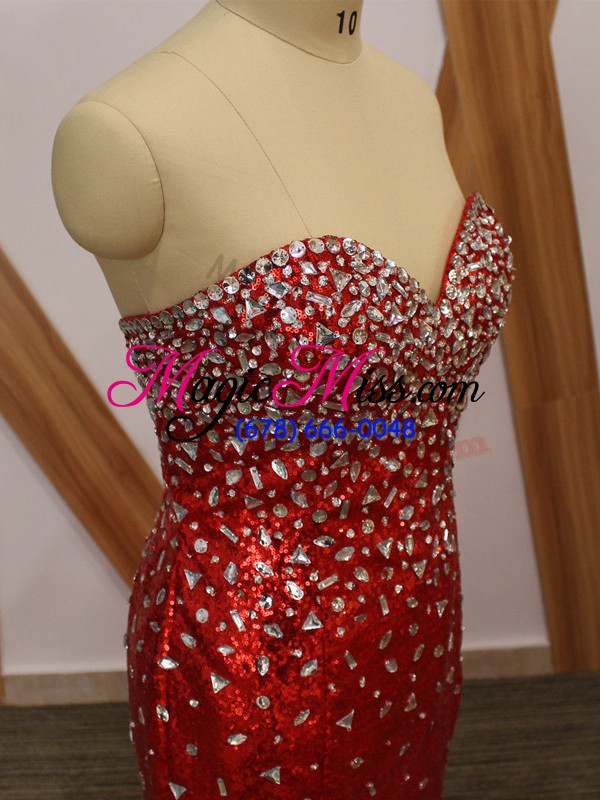 wholesale unique sweetheart sleeveless zipper prom party dress red tulle