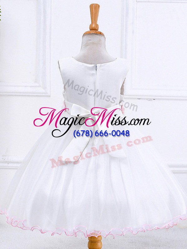 wholesale admirable white zipper scoop appliques little girl pageant dress organza sleeveless