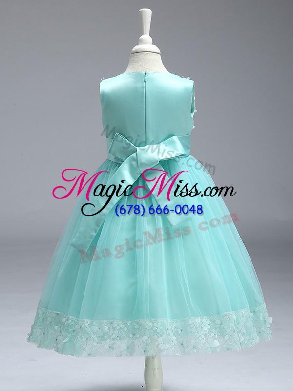 wholesale eye-catching apple green scoop zipper lace and bowknot toddler flower girl dress sleeveless