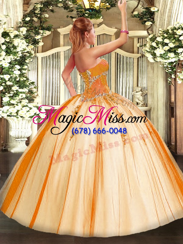 wholesale latest fuchsia ball gowns beading quinceanera dress lace up tulle sleeveless