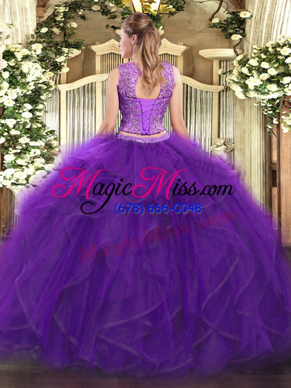wholesale vintage tulle sleeveless floor length 15 quinceanera dress and beading and ruffles