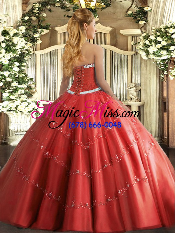 wholesale sleeveless floor length appliques lace up quinceanera gowns with fuchsia