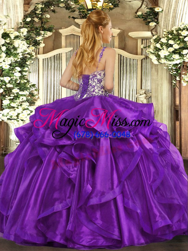 wholesale sleeveless lace up floor length beading and appliques and ruffles sweet 16 dresses