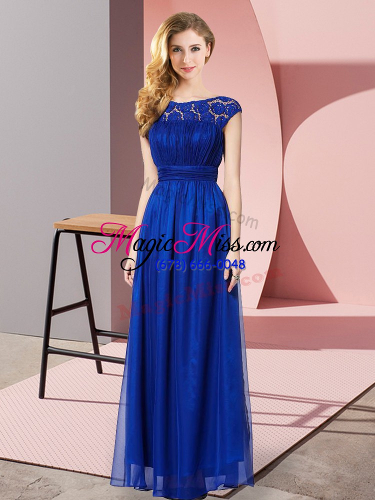 wholesale colorful floor length zipper prom dress royal blue for prom and party with lace