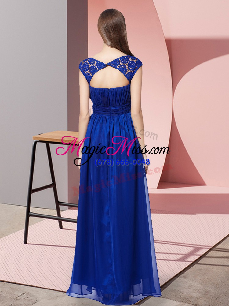 wholesale colorful floor length zipper prom dress royal blue for prom and party with lace