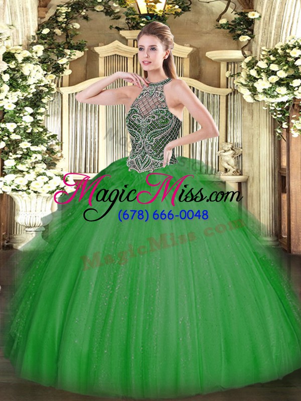 wholesale low price green tulle lace up sweetheart sleeveless floor length quinceanera gowns beading