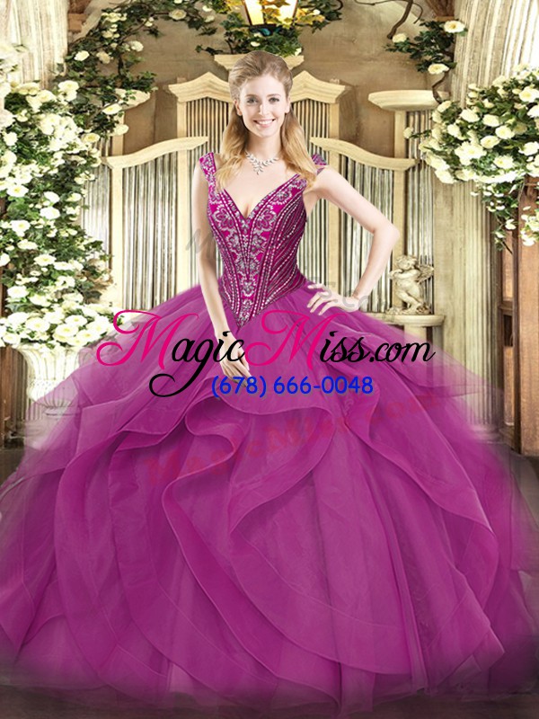 wholesale clearance sleeveless beading and ruffles lace up 15 quinceanera dress