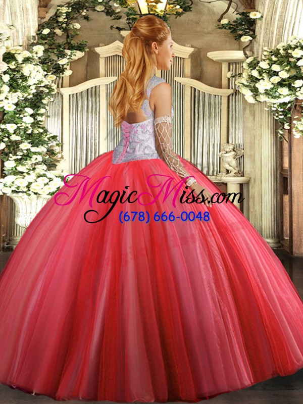 wholesale elegant sleeveless tulle floor length lace up quince ball gowns in lavender with beading