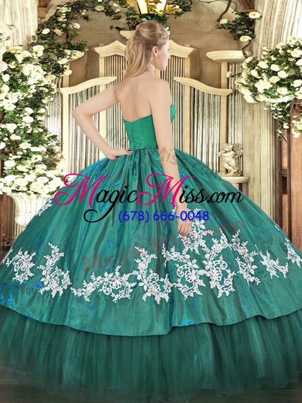 wholesale aqua blue sleeveless embroidery floor length quinceanera gown