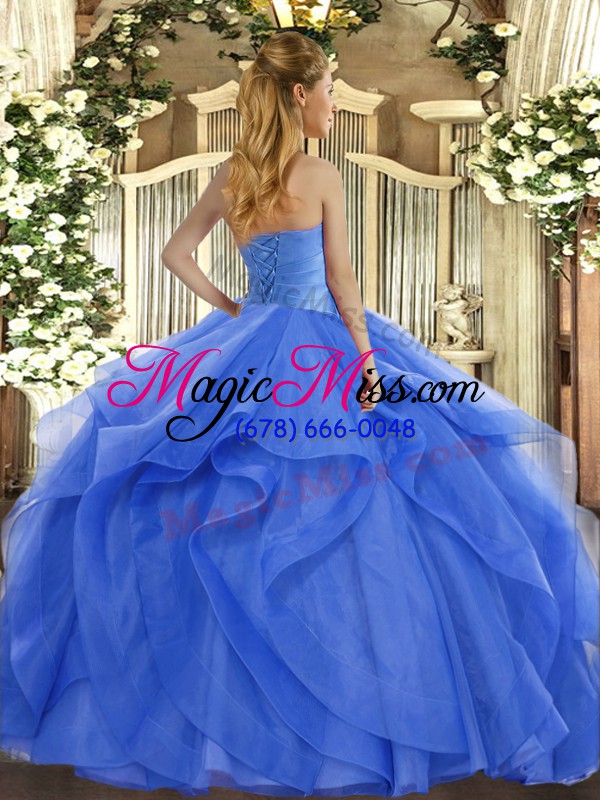 wholesale fuchsia ball gowns ruffles 15 quinceanera dress lace up tulle sleeveless floor length