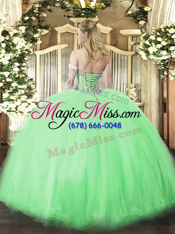 wholesale custom made tulle sleeveless floor length quinceanera gown and beading