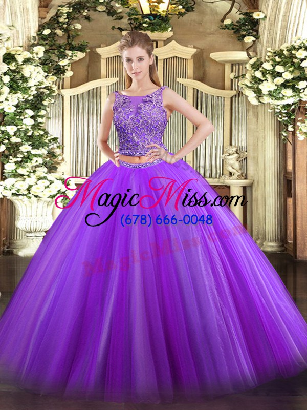 wholesale decent eggplant purple lace up 15 quinceanera dress beading sleeveless floor length