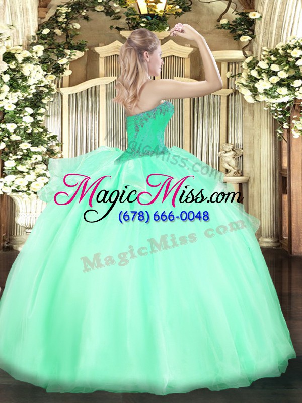 wholesale fitting apple green sweetheart lace up beading sweet 16 dress sleeveless