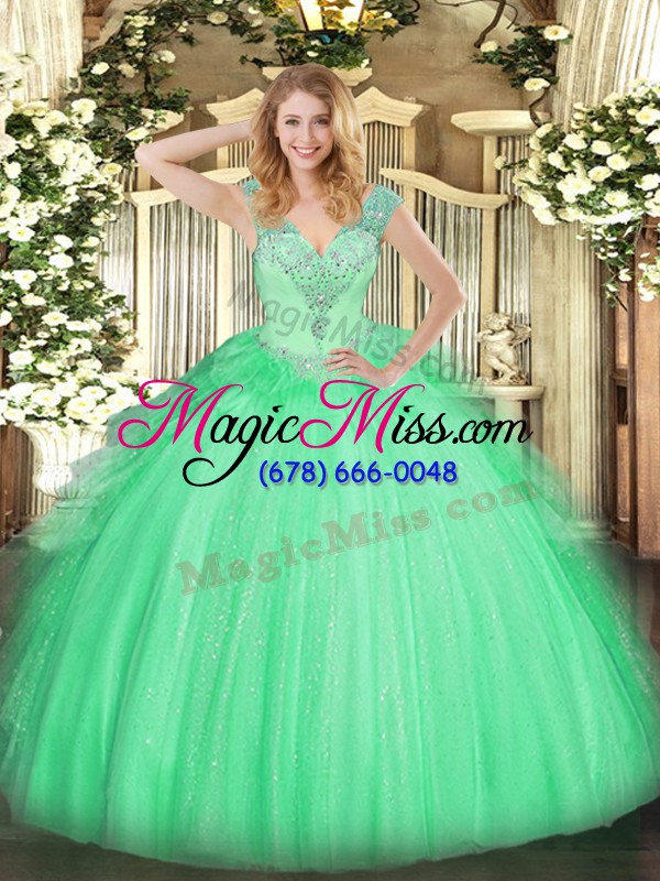 wholesale floor length ball gowns sleeveless apple green sweet 16 dress lace up