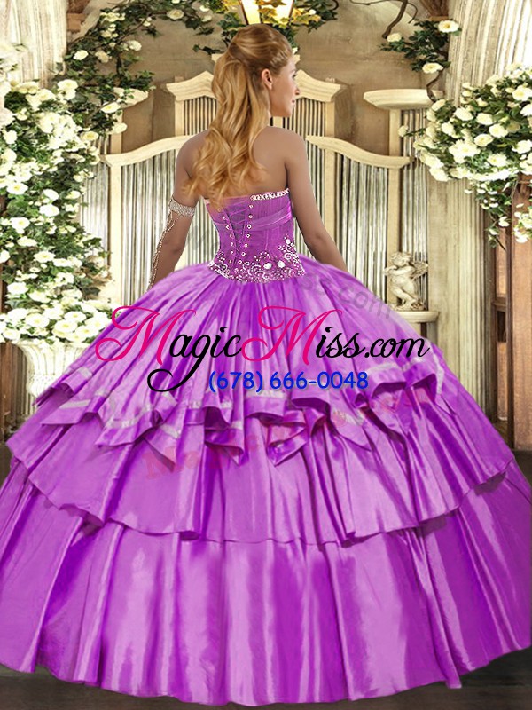wholesale luxury lavender sweet 16 quinceanera dress military ball and sweet 16 and quinceanera with beading and ruffled layers strapless sleeveless lace up