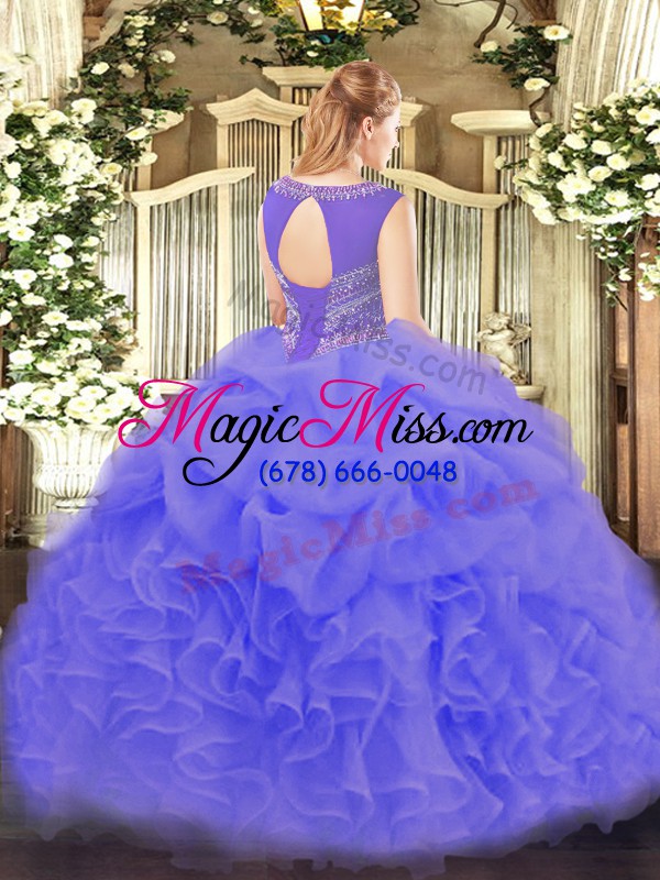 wholesale sleeveless lace up floor length beading and ruffles and pick ups quinceanera gown
