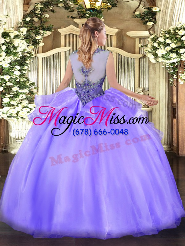 wholesale lavender ball gowns beading sweet 16 quinceanera dress zipper organza sleeveless floor length