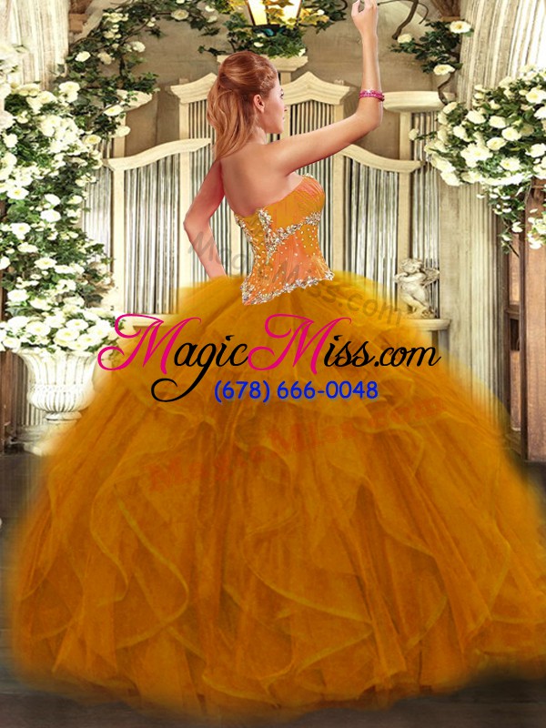 wholesale sleeveless floor length beading and ruffles lace up ball gown prom dress with green