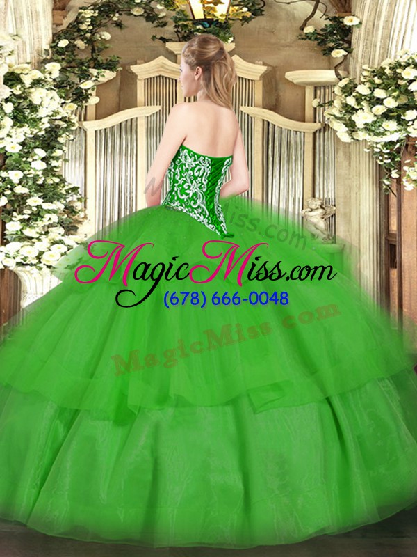 wholesale sweetheart sleeveless quinceanera gowns floor length beading and ruffled layers purple tulle