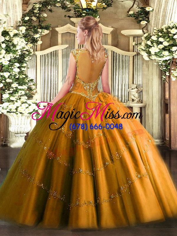 wholesale fuchsia ball gowns scoop sleeveless tulle floor length zipper beading and appliques sweet 16 dresses