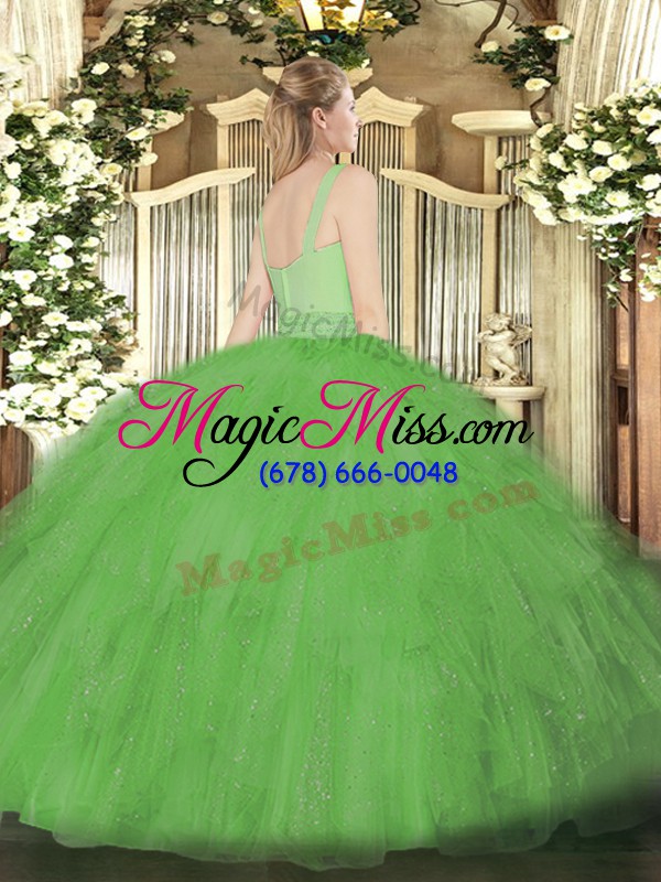 wholesale fine green straps zipper beading and ruffles quinceanera dresses sleeveless