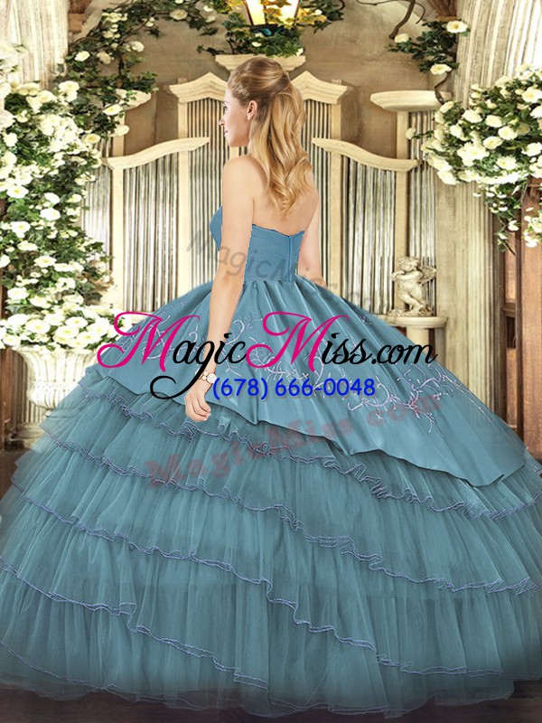 wholesale brown ball gowns sweetheart sleeveless organza and taffeta floor length zipper embroidery and ruffled layers sweet 16 quinceanera dress