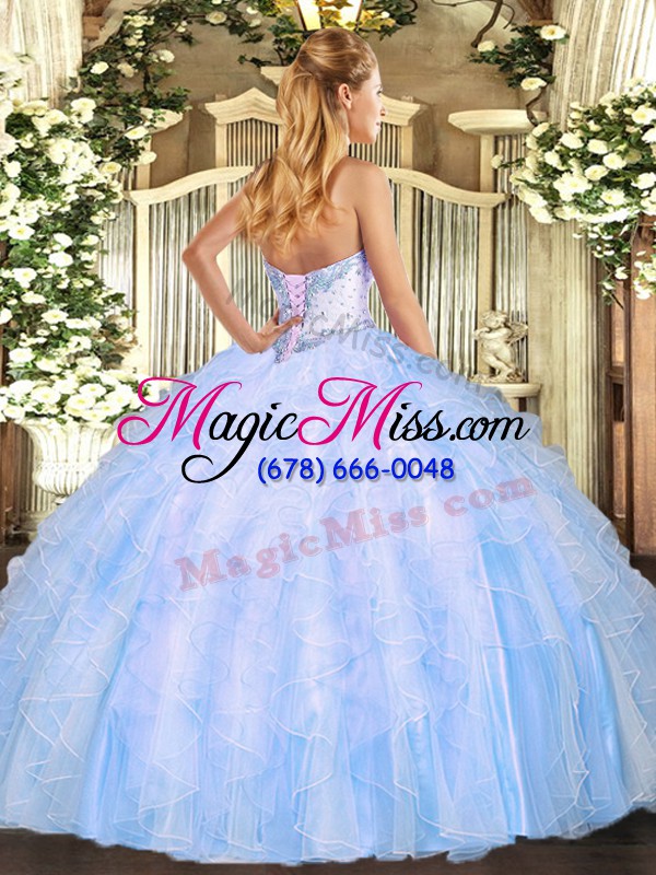 wholesale lilac ball gowns organza sweetheart sleeveless beading and ruffles floor length lace up sweet 16 quinceanera dress