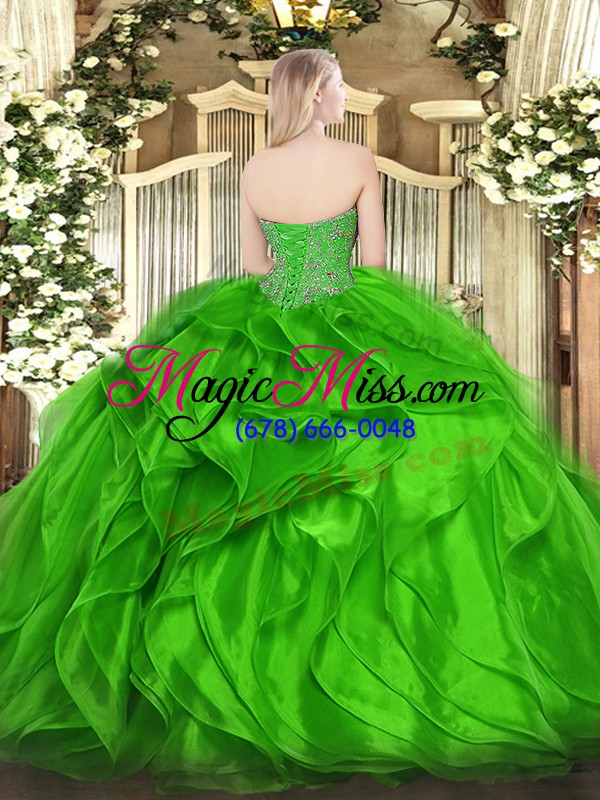 wholesale colorful sweetheart sleeveless organza sweet 16 dress beading and ruffles lace up