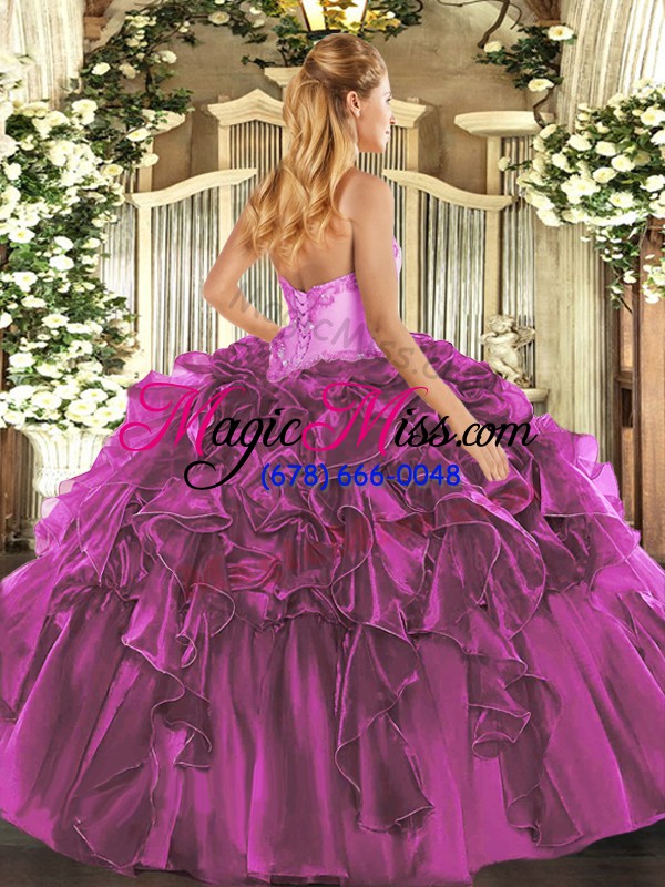 wholesale colorful purple lace up sweet 16 quinceanera dress beading and ruffles sleeveless floor length