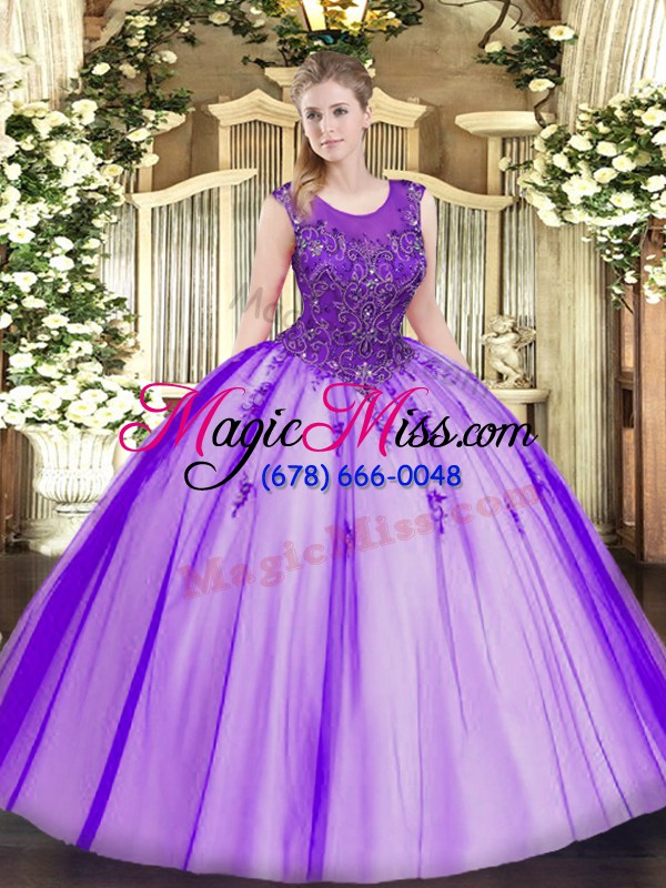 wholesale tulle sleeveless floor length quinceanera gown and beading