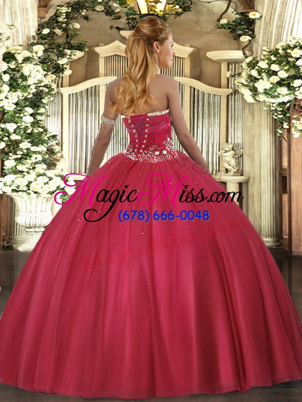 wholesale strapless sleeveless tulle 15th birthday dress beading lace up