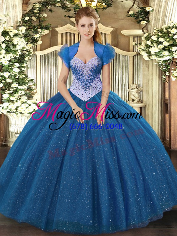 wholesale ball gowns 15th birthday dress navy blue sweetheart tulle sleeveless floor length lace up