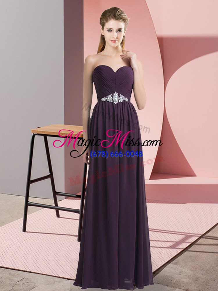 wholesale dark purple sleeveless chiffon lace up prom evening gown for prom and party